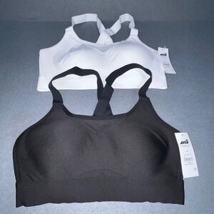 Avia Medium Cross Back Sports Bra Black & White Activewear Set of‎ 2